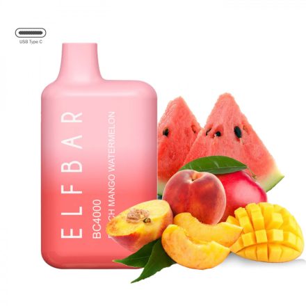 ELF BAR BC4000 - Peach Mango Watermelon 5% Jednorázová Elektronická Cigareta - Nabíjateľné